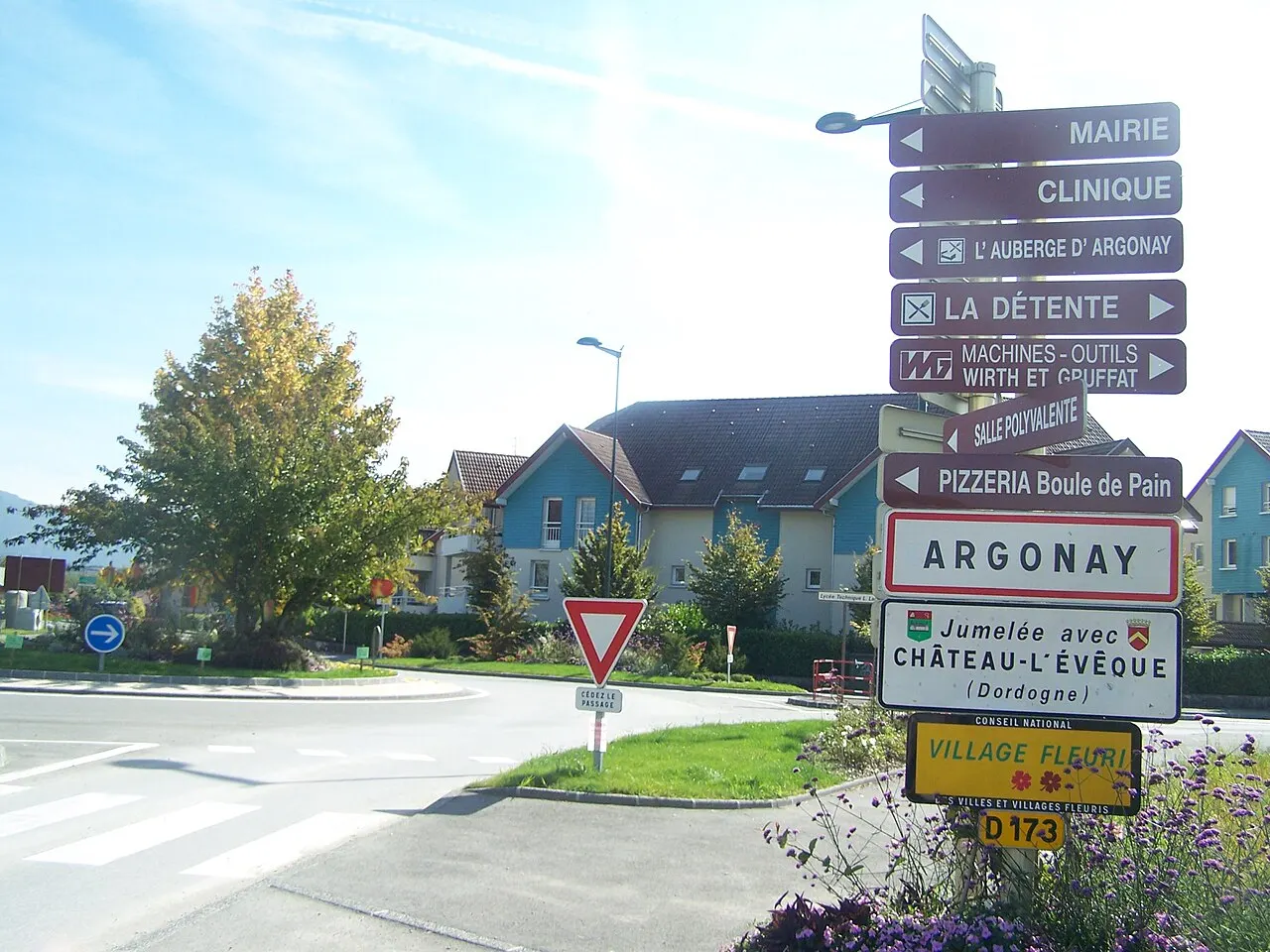 Sign welcoming visitors to the French city of Argonay in Haute-Savoie.