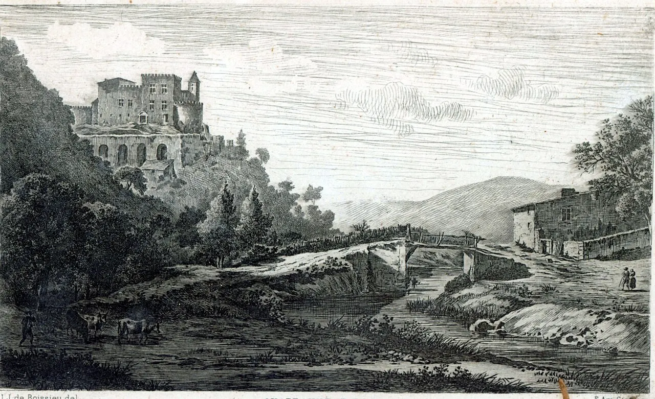 Le château et le village de Châteauneuf près de Rive-de-Gier