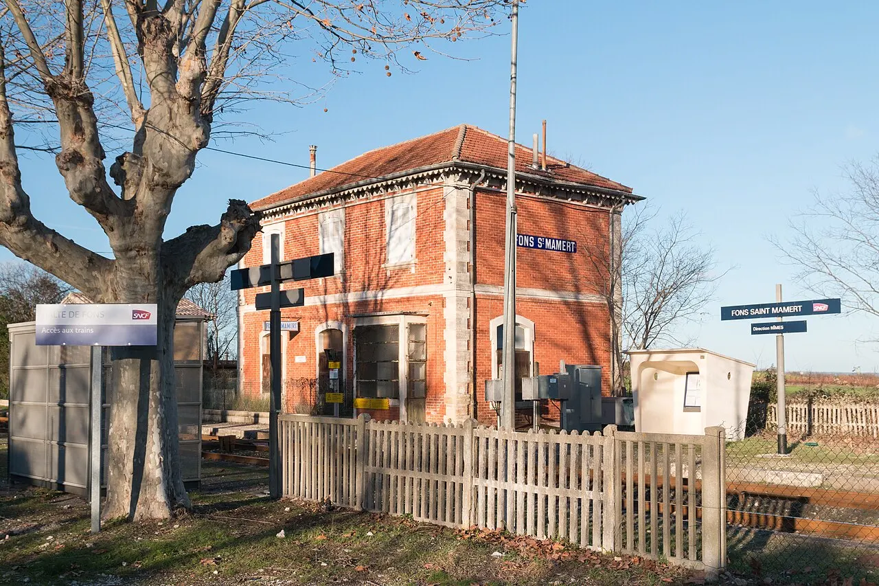 Old railway station of Fons-outre-Gardon and St. Mamert.