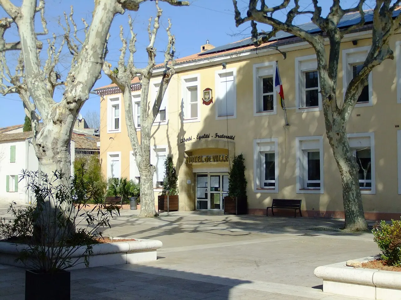 La Farlède, Var, France - Place de la liberté, mairie entrée.