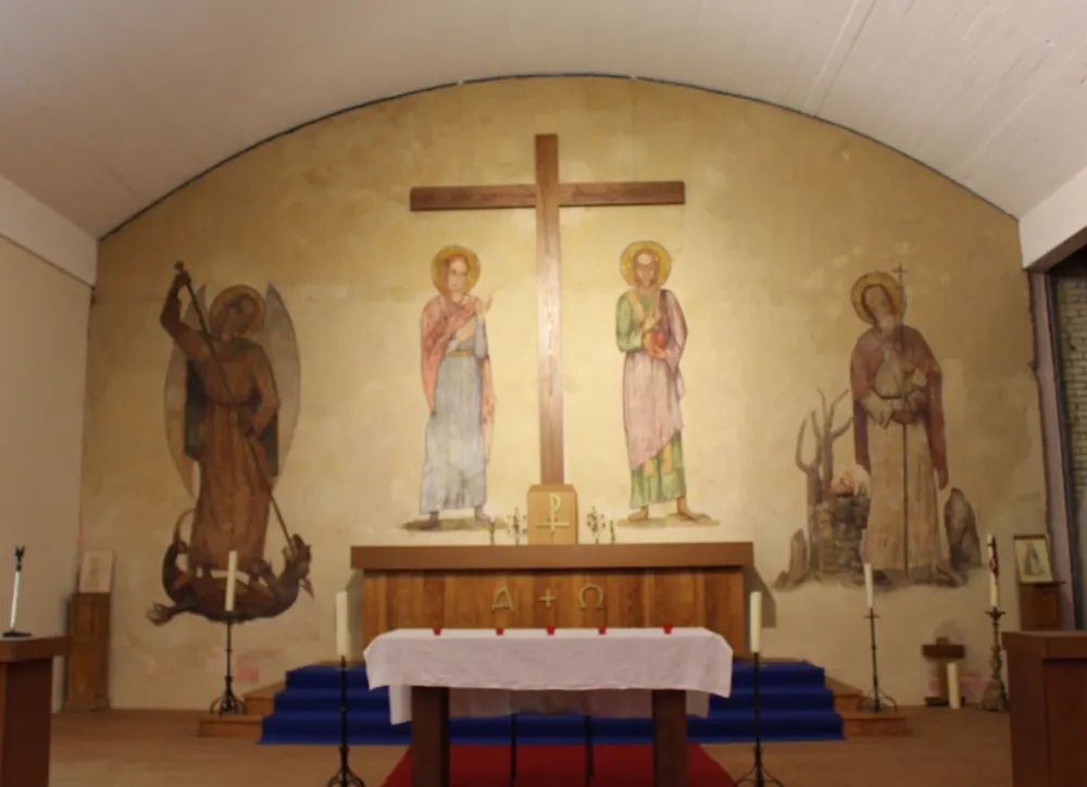 Fresque peinte par l'abbé Stock, dans la chapelle du Séminaire des barbelés.