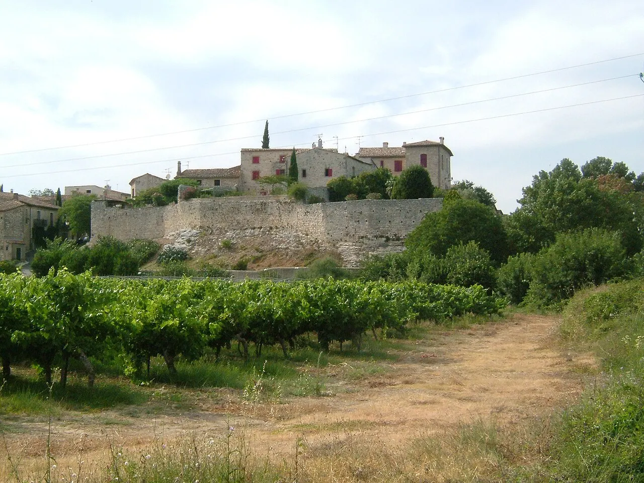 w:Lecques is a village in Gard, France. View from the south of the village and its ramparts. The River w:Vidourle is off the shot to the…