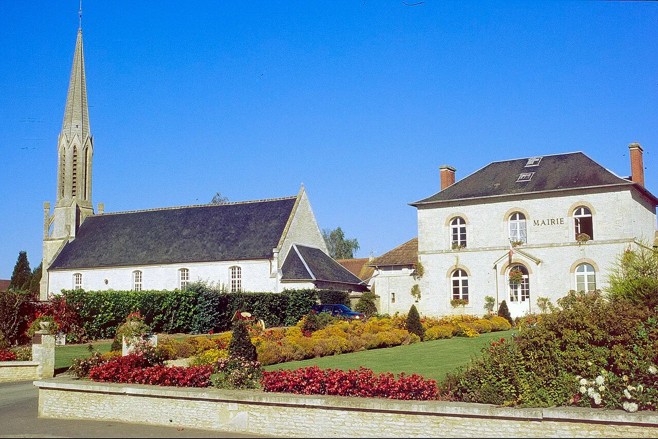 Town hall and church of the Petiville (14) France