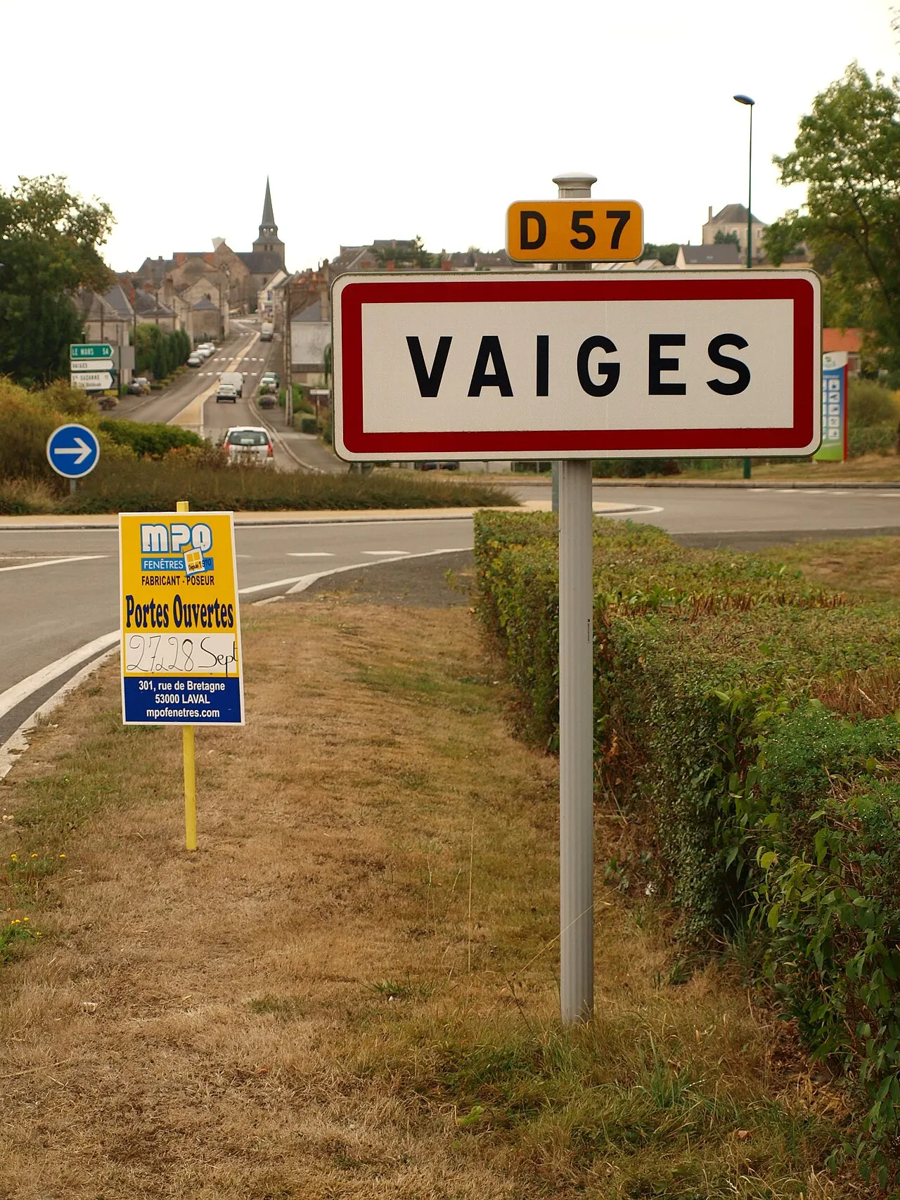 Vaiges (Mayenne, France) ; panneau d'agglomération